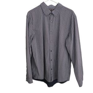 Men's Michael Kors Button Down Black & White Long Sleeve Shirt Size XL